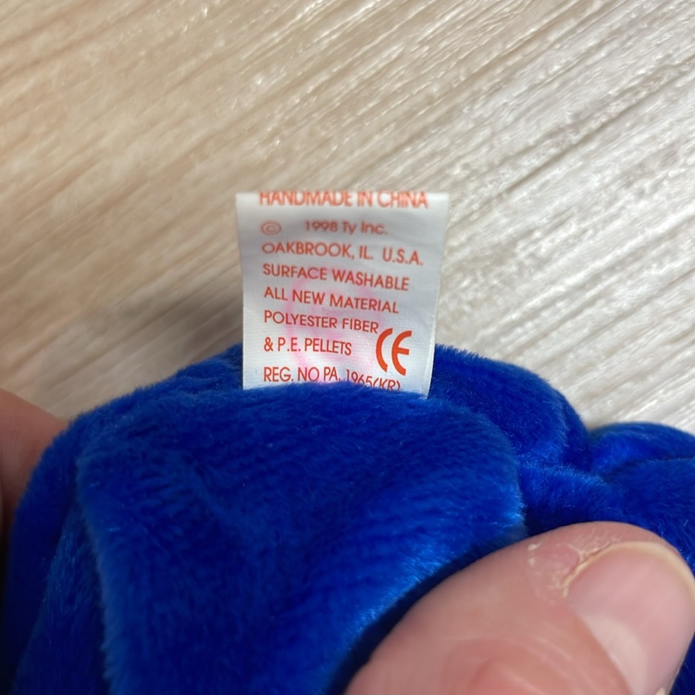 TY Beanie Baby 1998 "Clubby" The Bear" Retired Blue Plush Toy with Tag ~Mint~ - Picture 8 of 8